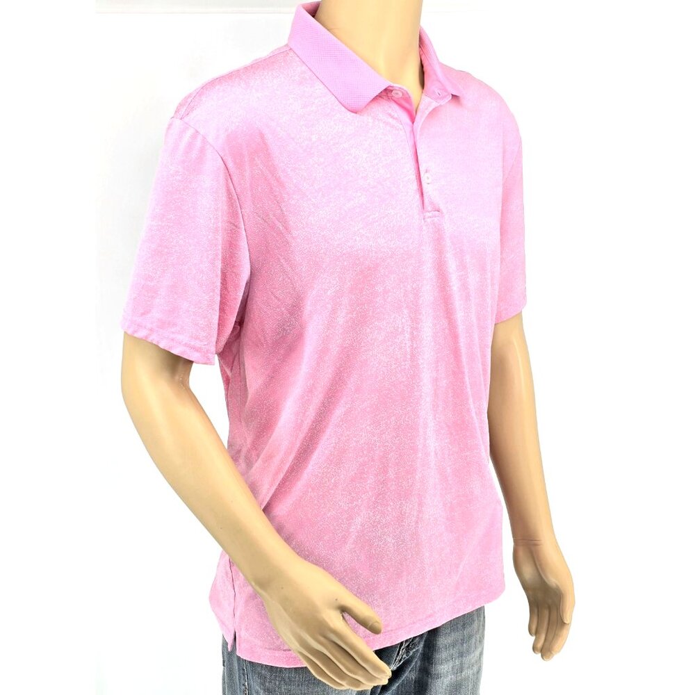 Quieti Performance Pink White‎ Fleck Short Sleeve Polyester Golf Polo Men's XL